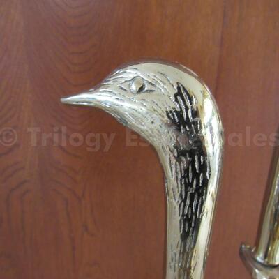 Brass Duckhead fireplace tools