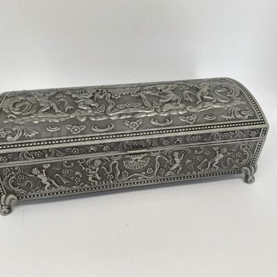 New in box pewter look jewelry casket