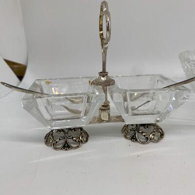 Silver double sided master salt with spoons
