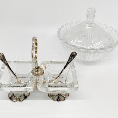 Silver double sided master salt with spoons