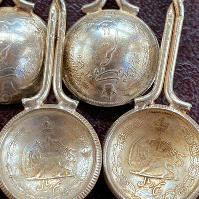 set of six silver Iranian coin demitasse spoons