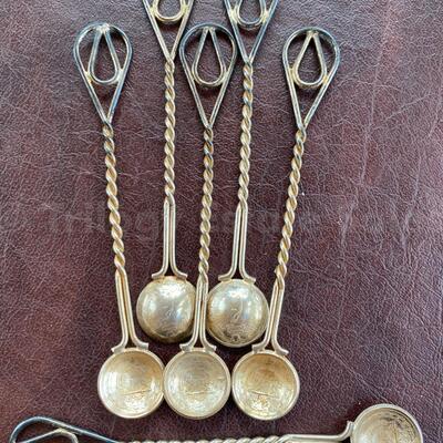 set of six silver Iranian coin demitasse spoons
