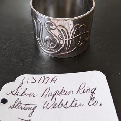 USMA Sterling silver (Webster) Art Nouveau motif napkin ring Richard Holmes Harrison Class of 1931