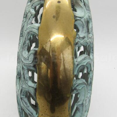 Brass filigree vessel with patina