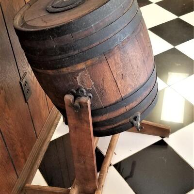 Lot #120  Antique Primitive Crank Butter Churn on Stand
