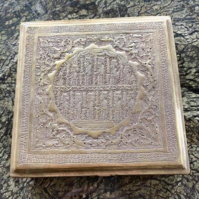 Hand chased Persian brass box