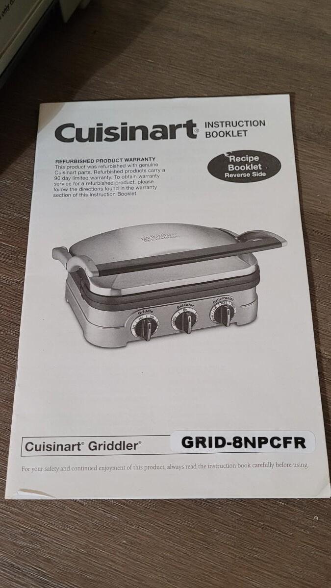 Lot 90 CUISINART Griddler with Manual