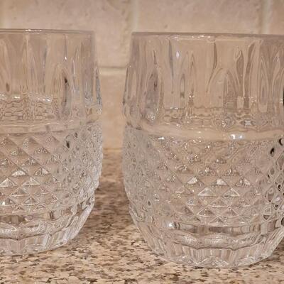 Lot 107: (2) Cut Glass Wine Glasses & (2) Cut Glass Short Tumblers