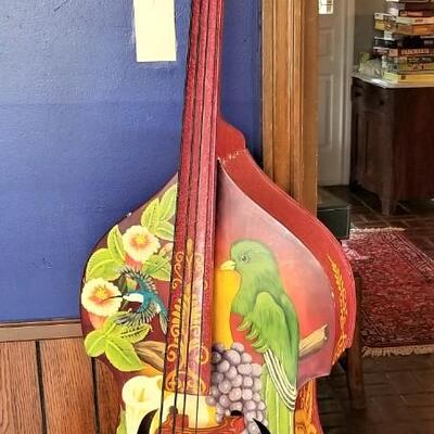 Lot #130  Original art piece - painted Cello - signed