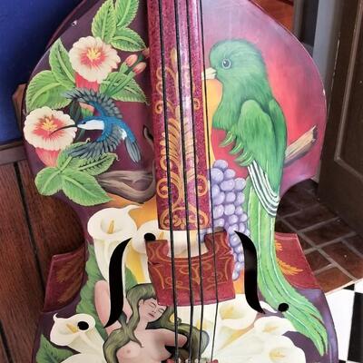 Lot #130  Original art piece - painted Cello - signed