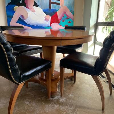 MCM  Ethan Allen Dining Table and 4 Leather chairs