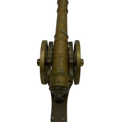 Brass Cannon Table Top Sculpture, 13"
