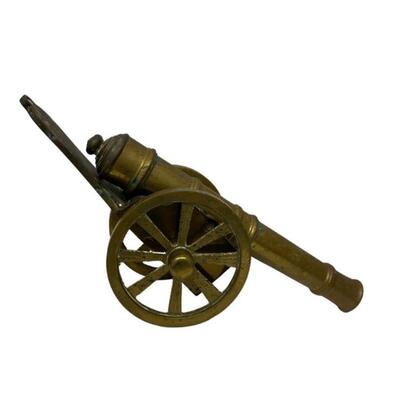 Brass Cannon Table Top Sculpture, 13"