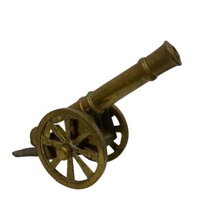 Brass Cannon Table Top Sculpture, 13"