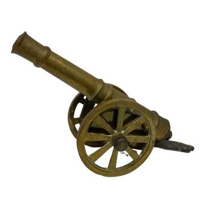 Brass Cannon Table Top Sculpture, 13"