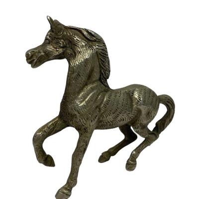 Silver Metal Horse Mini  Sculpture