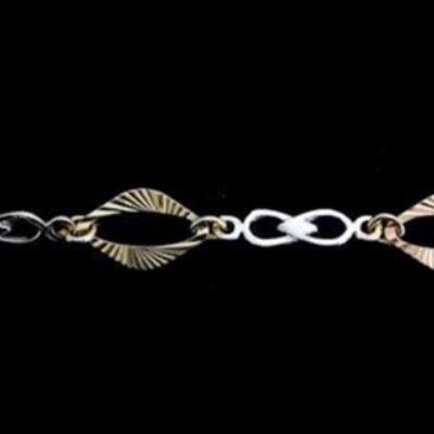 10k Yellow, Rose & White Gold Chain Bracelet