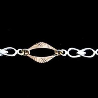 10k Yellow, Rose & White Gold Chain Bracelet