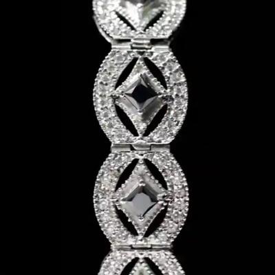 Sterling Bracelet w/11 cts Black & White Diamonds