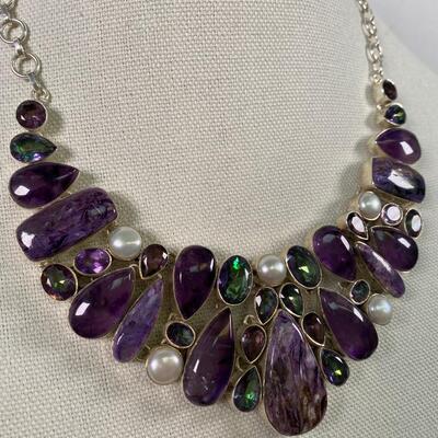 Sterling Chunky Amethyst Necklace