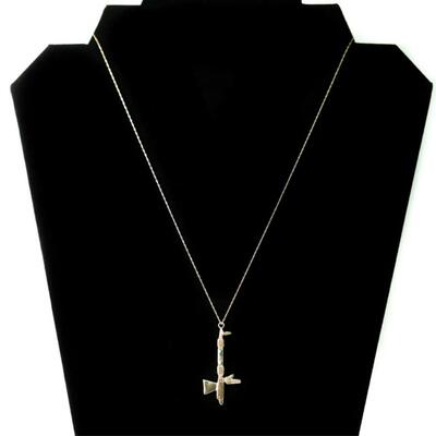 14K Yellow Gold Tomahawk Pendant Necklace