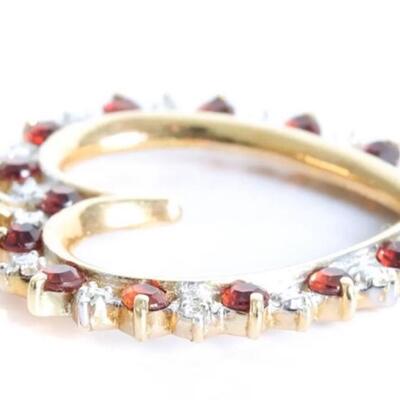 14k/10k YG Diamond & Garnet Heart Pendant Necklace