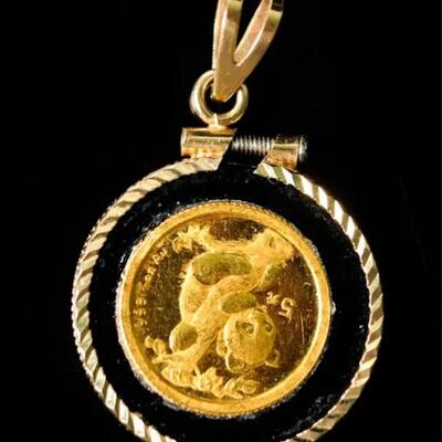 1/20 oz .9999 Fine Gold 5 Yuan Panda Coin Pendant