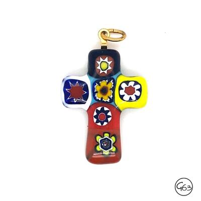 Mosaic Glass Cross Pendant