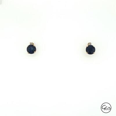14K Sapphire & Diamond Stud Earrings