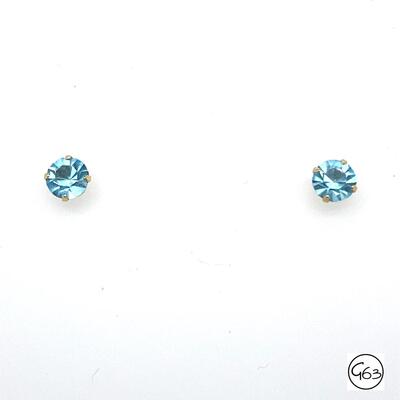14K Blue Stone Post Earrings
