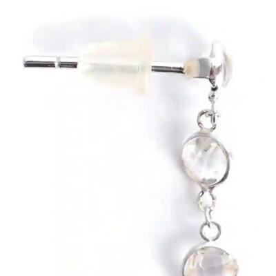 Pair, 10k White Gold & White Topaz Earrings