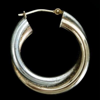 10k/Sterling Two Tone Double Hoop Earrings