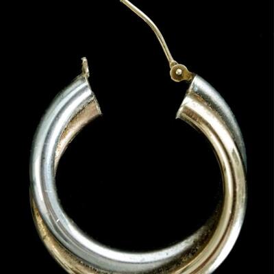 10k/Sterling Two Tone Double Hoop Earrings