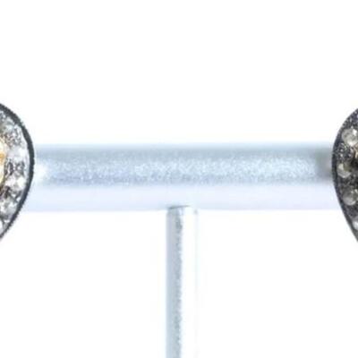 Pair, Sterling 3.10ctw Citrine & Diamond Earrings