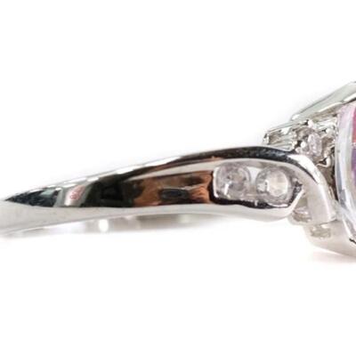 10k White Gold Mercury Mystic Topaz Ring, Size 7