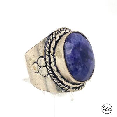 Custom Sterling Purple Jadeite Ring, Size 7