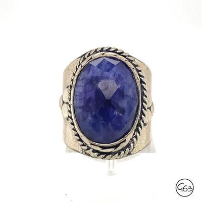 Custom Sterling Purple Jadeite Ring, Size 7