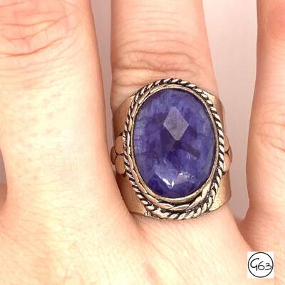 Custom Sterling Purple Jadeite Ring, Size 7