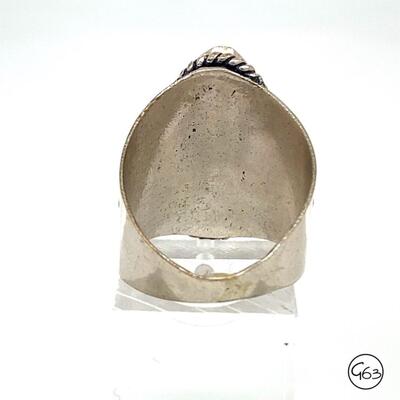 Custom Sterling Jadeite Ring, Size 7.5