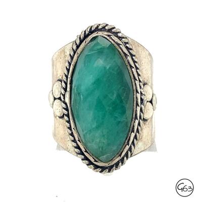 Custom Sterling Jadeite Ring, Size 7.5