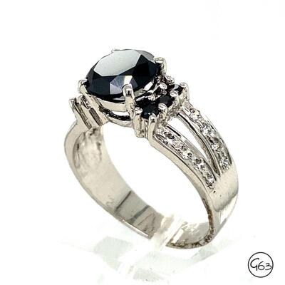 Sterling 2.79ct Black Diamond Ring Size 9