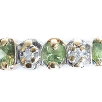 10k Yellow Gold Diamond & Peridot Ring Band, Size 9.5