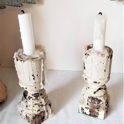 Lot #142  Contemporary Metal Angels and Shabby Chic candlesticks - home decor