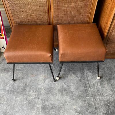 MCM pair of foot stools / wrought iron
