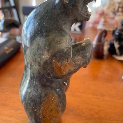 Inuit Grizzly stone carving by T. Ekak Alaska 1971