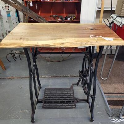 SEWING PEDDLE WOOD TOP TABLE