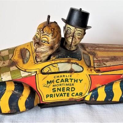 Lot #155  Vintage (1930's) Tin Toy Car - Charlie McCarthy/Mortimer Snerd