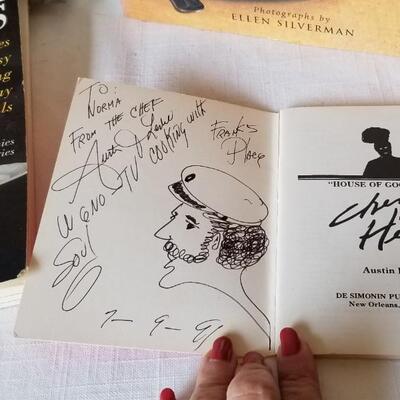 Lot #156  Lot of 4 autographed Cookbooks, including Chez Helene
