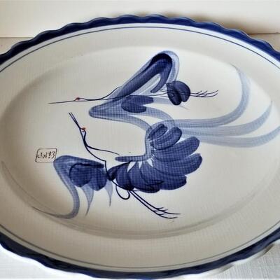Lot #157  Vintage Japanese Charger - Blue/White - Cranes