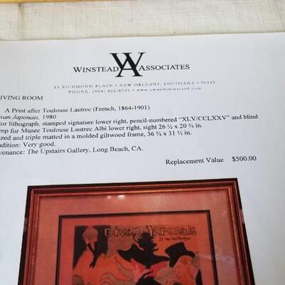 Lot #160  LIthograph after Toulouse-Lautrec - "Divan Japonais" 1980